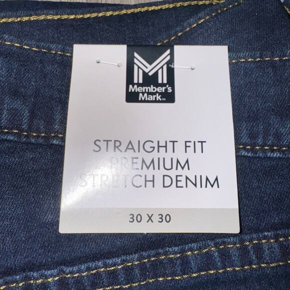 Member's Mark Jeans Mens 30x30 Dark Wash Straight Fit Premium Stretch Denim - Picture 4 of 15